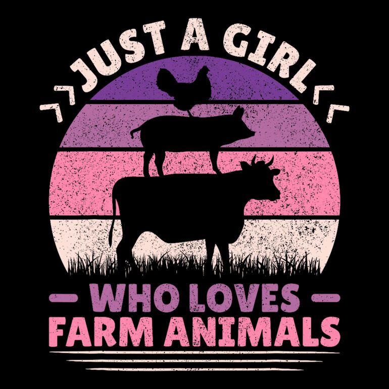 Just A Girl Who Loves Farm Animals  Pink and Purple  Thumbnail